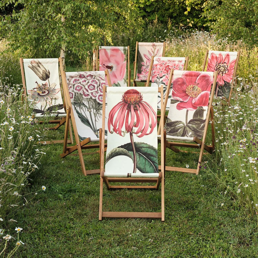 Crimson Flowered Peony - Botanical Designs Deckchair