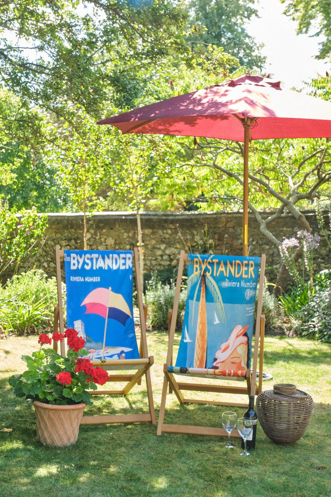 Bystander Man and Dogs - Art Print Travel Deckchair