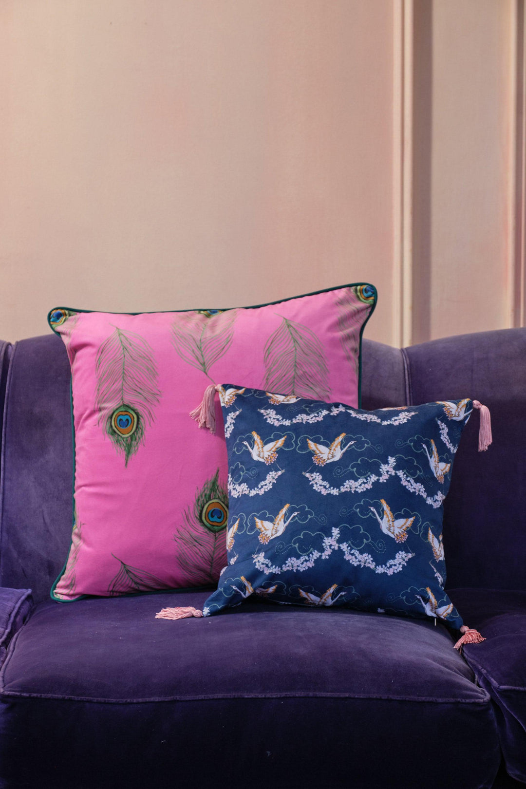 Peacock Feather Pink -Their Nibs Cushion