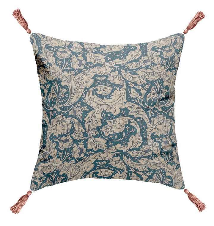 Bachelor's Buttons Provincial Blue - Pink Tassel William Morris Cushion