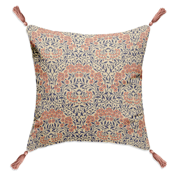 Michaelmas Daisy Blue - Pink Tassels William Morris Cushion