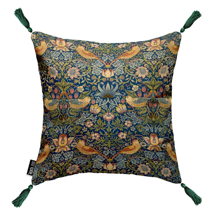 Strawberry Thief - Green Tassel William Morris Cushion