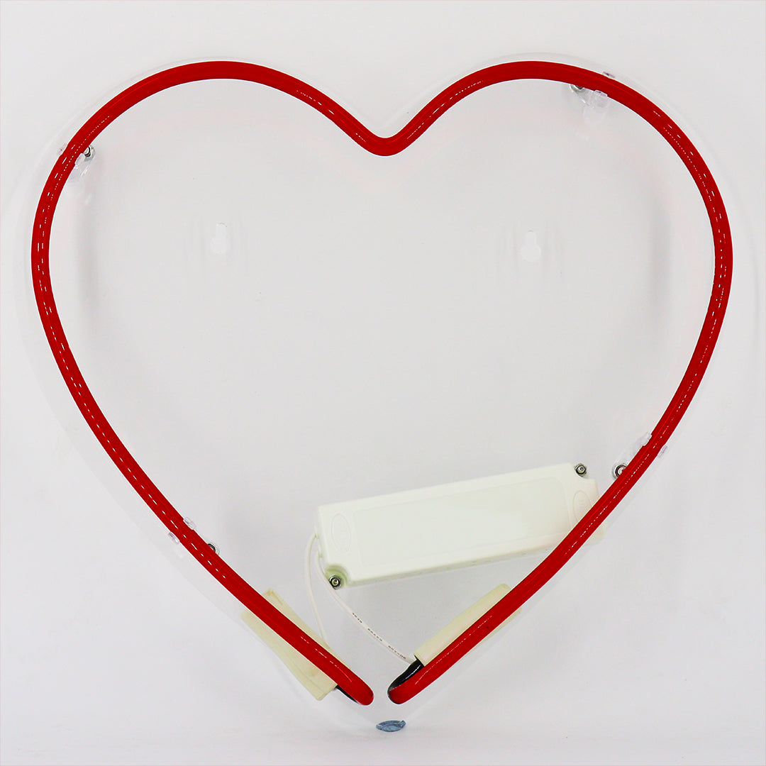Heart Glass Neon Wall Sign   Red product image shown in a home or gift setting