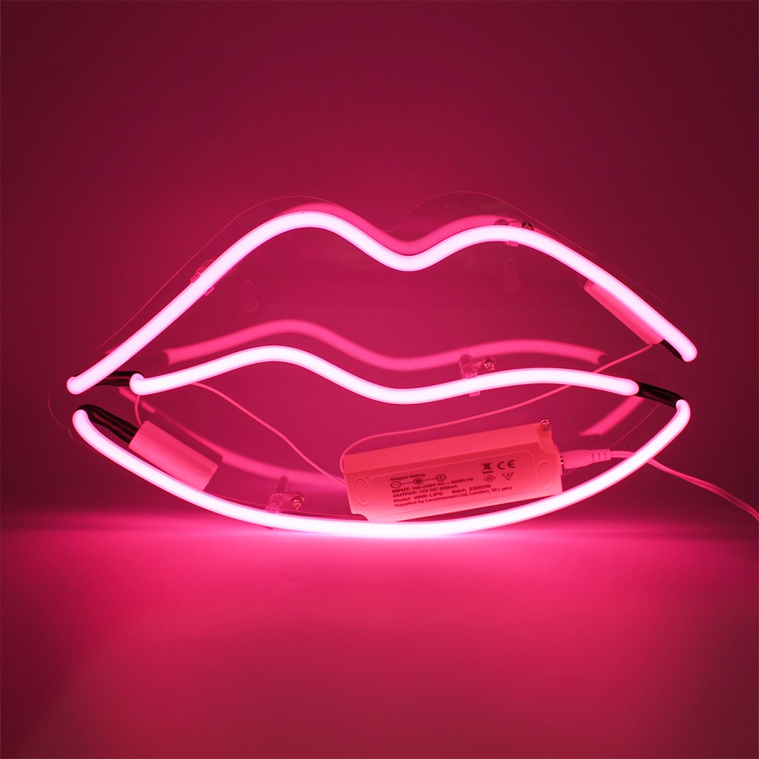 Pink Lips Glass Neon Wall Sign | Locomocean – Unusual Designer Gifts