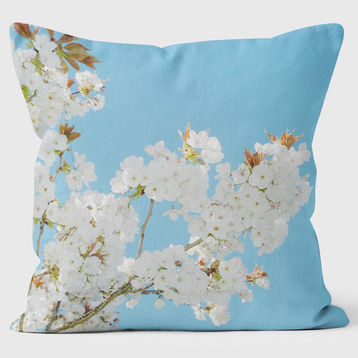 White Blossom Blue - Ella Lancaster Cushion - Handmade Cushions UK - WeLoveCushions