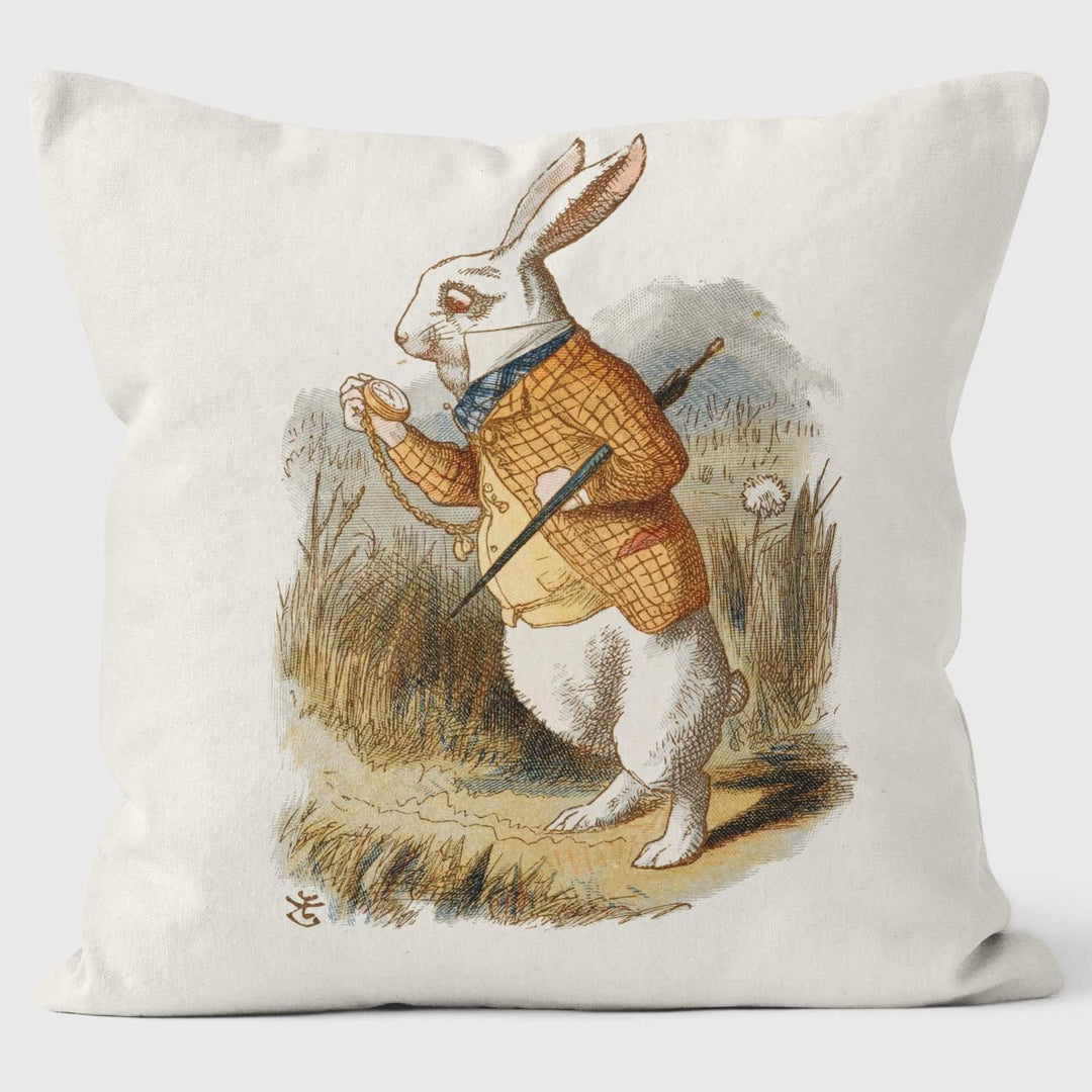 White Rabbit - Alice in Wonderland - Lewis Carroll Cushion - Handmade Cushions UK - WeLoveCushions