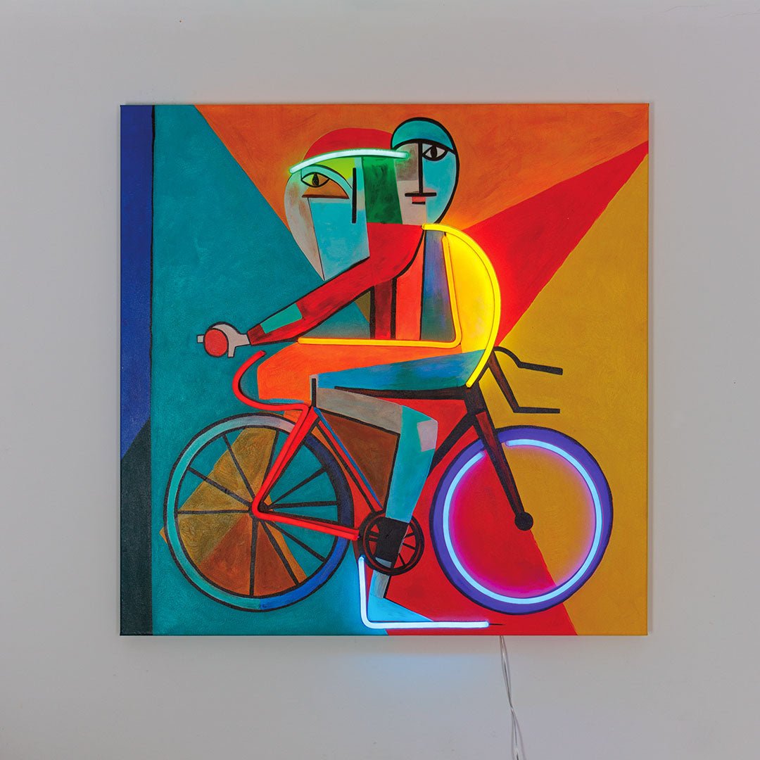 Abstract Cyclist   Wall Painting (LED Neon) product image shown in a home or gift setting