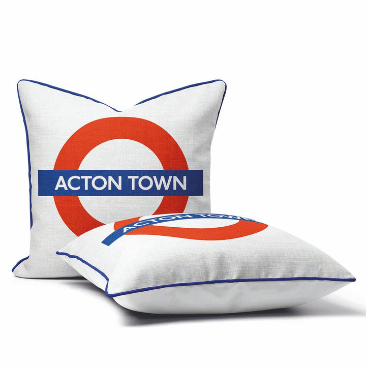 Acton Town London Underground Tube Station Roundel Cushion