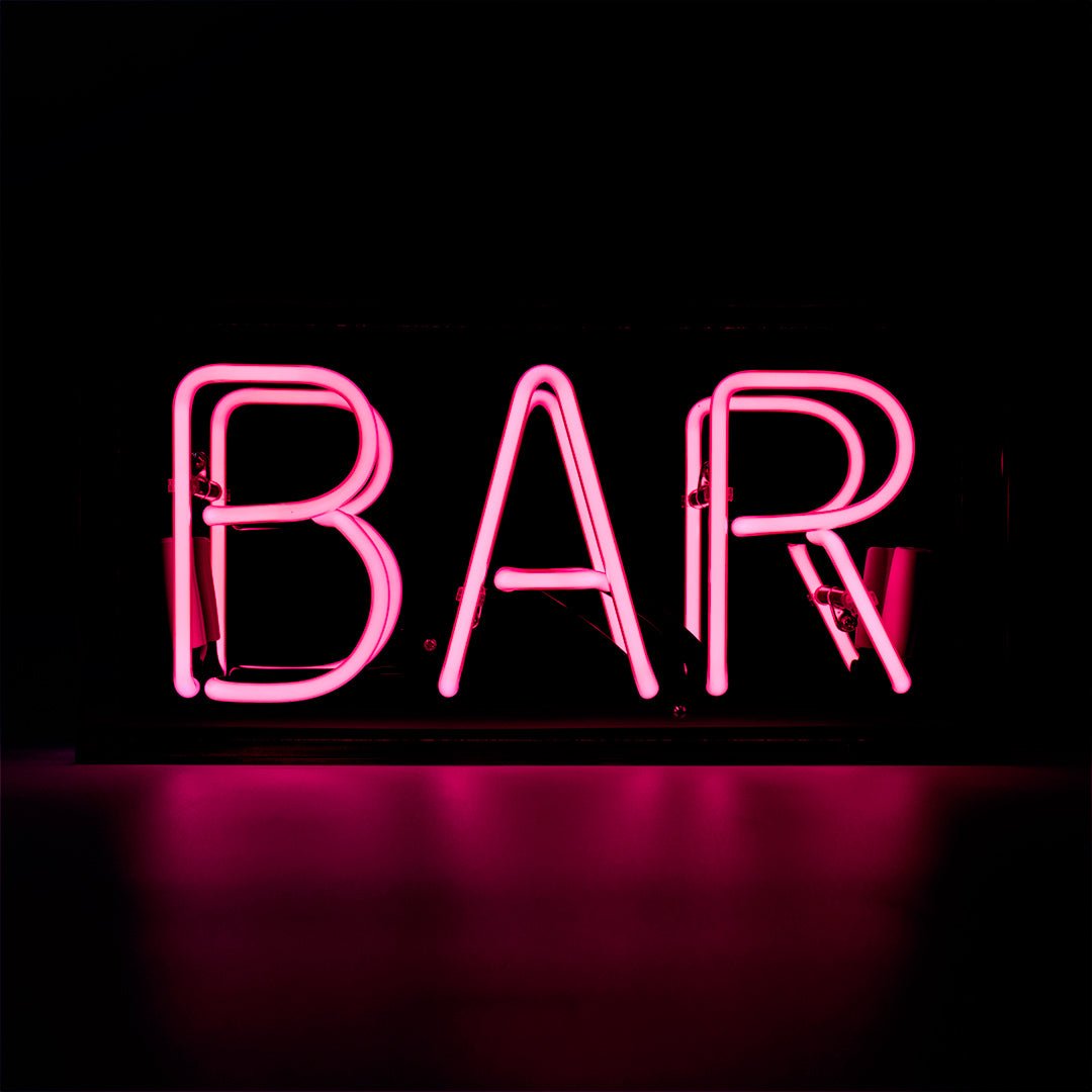 Bar Glass Neon Sign   PINK product image shown in a home or gift setting
