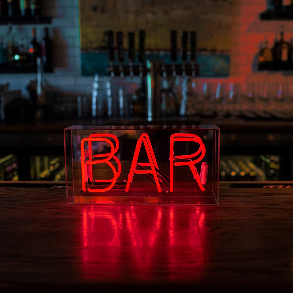Bar Glass Neon Sign   RED product image shown in a home or gift setting