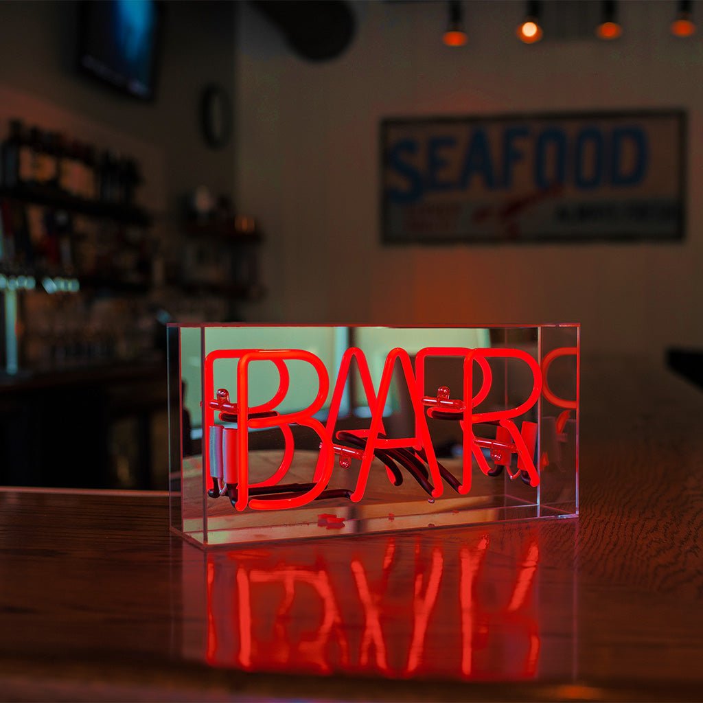 Bar Glass Neon Sign   RED product image shown in a home or gift setting