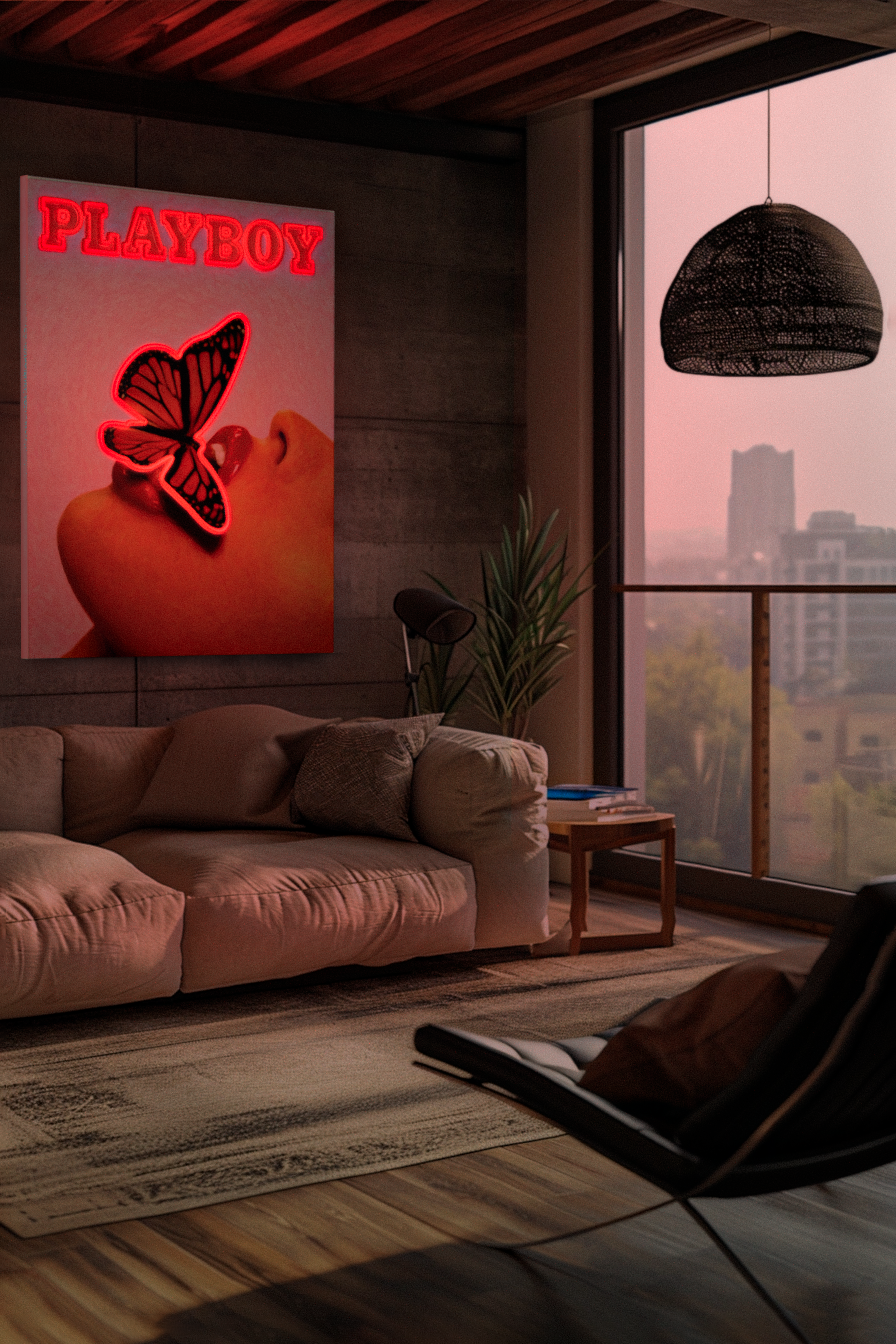 Playboy X Locomocean   Butterfly Cover (LED Neon) product image shown in a home or gift setting