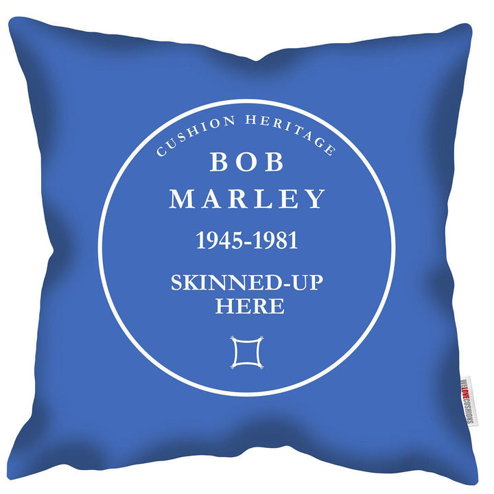 Bob Marley Blue Plaque - Cushion Heritage - Handmade Cushions UK - WeLoveCushions