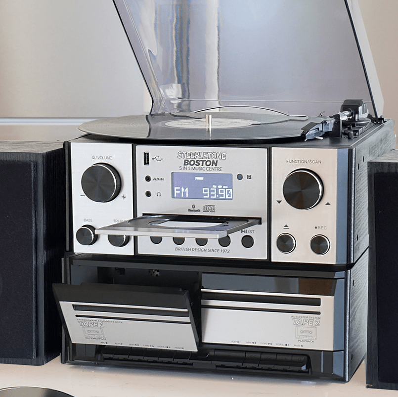 Boston 5-in-1 Music Centre System in Silver by Steepletone