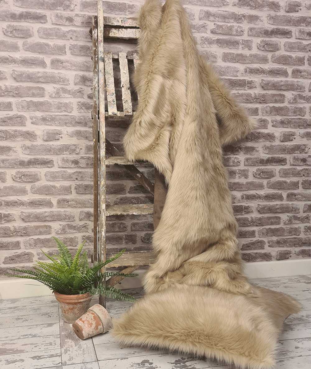 Camel Luxury Faux Fur Throw