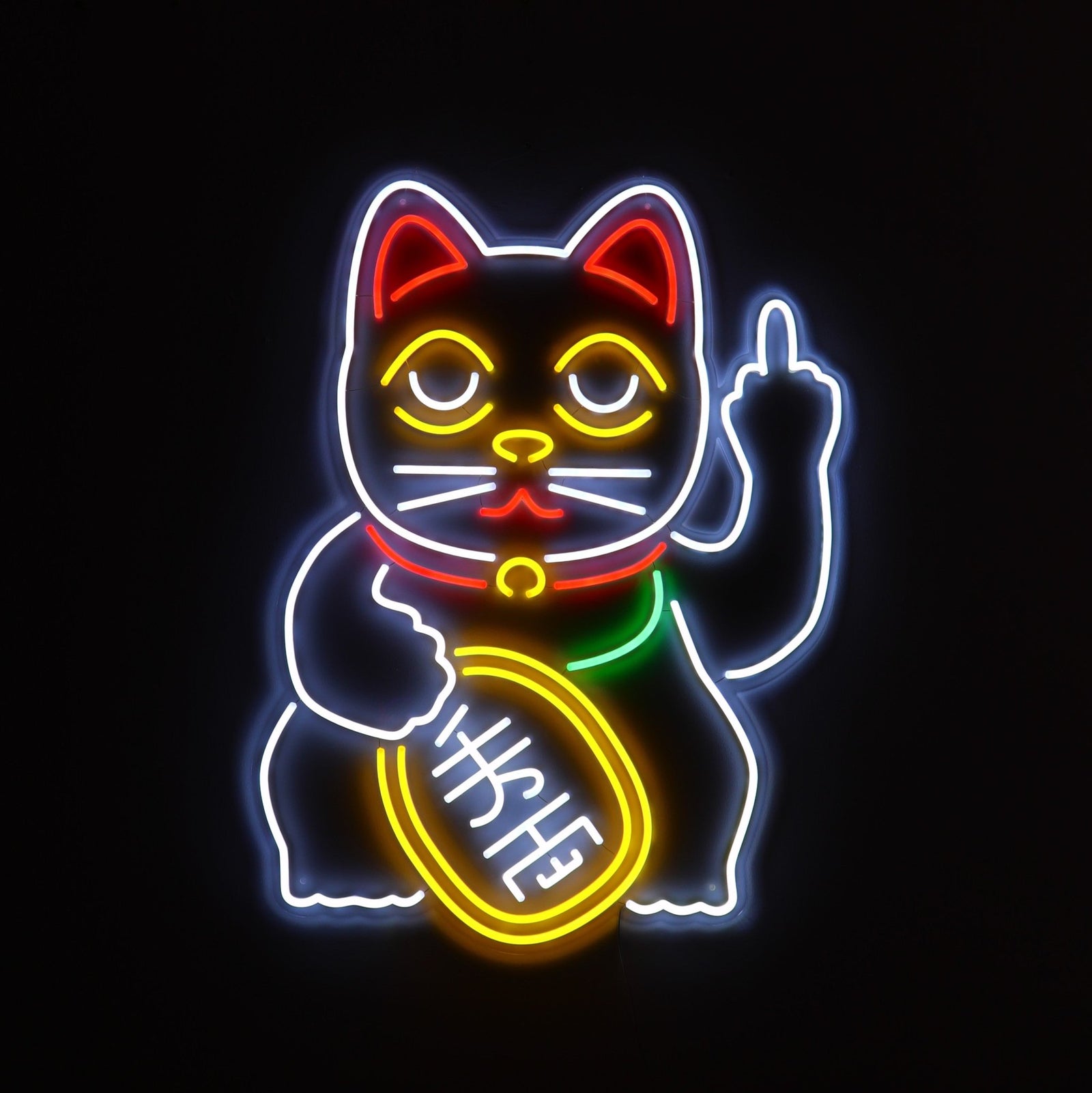 Cattitude Neon LED Wall Mounted Sign product image shown in a home or gift setting