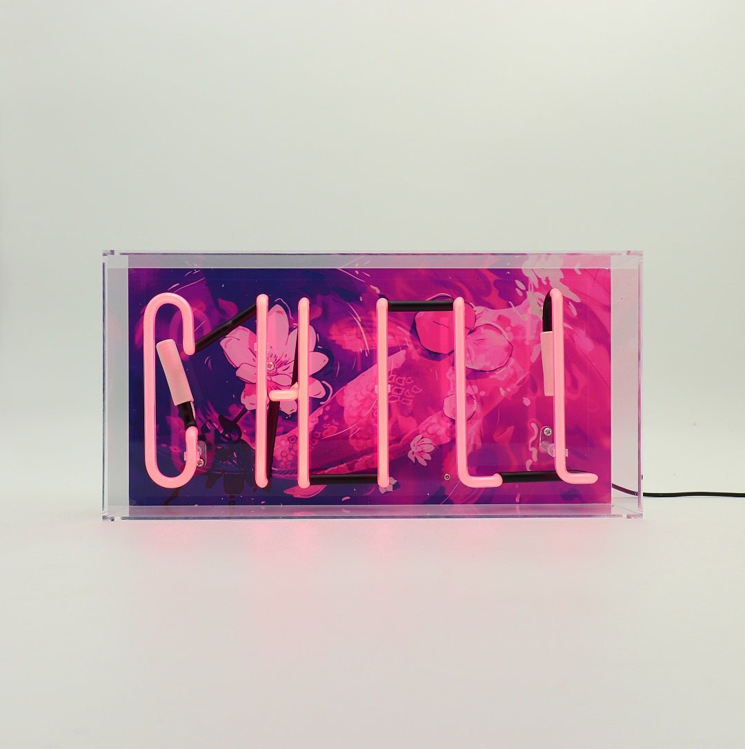 Chill Glass Neon Sign product image shown in a home or gift setting