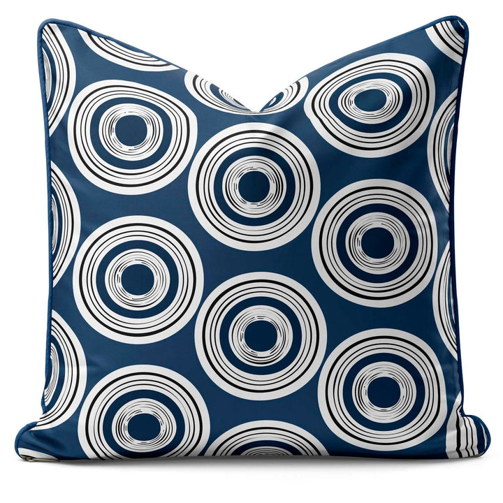 Circles Blue - Abstract Outdoor Cushion