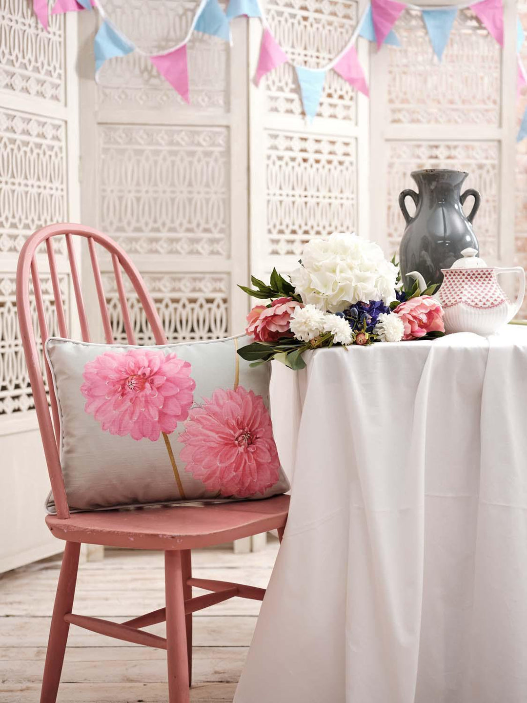 Dahlia Cheal Pink - Alfred Wise Cushion - Handmade Cushions UK - WeLoveCushions