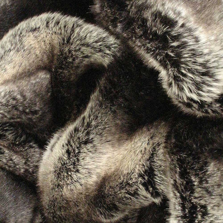 close-up of dark chinchilla faux fur texture