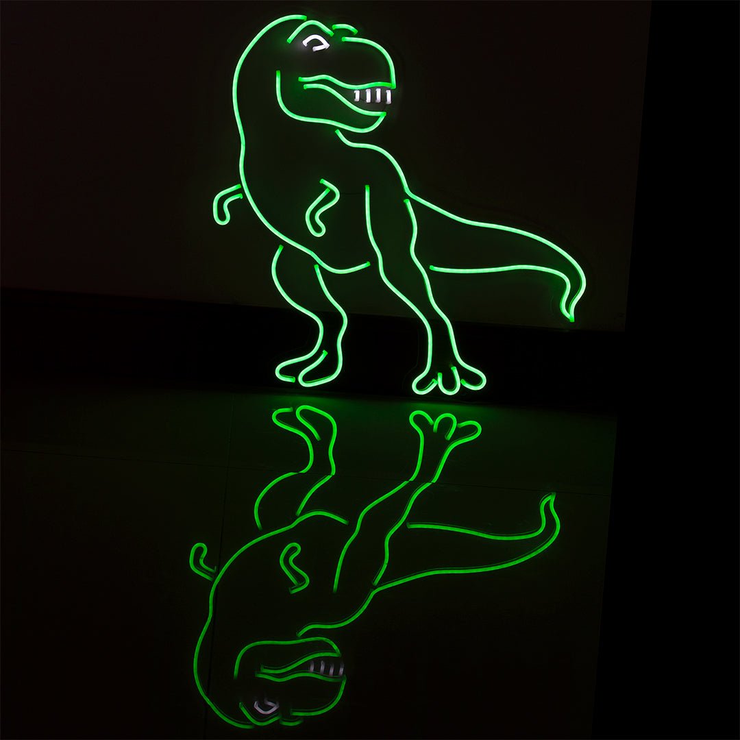 Dinosaur Green Neon LED Wall Mounted Sign product image shown in a home or gift setting