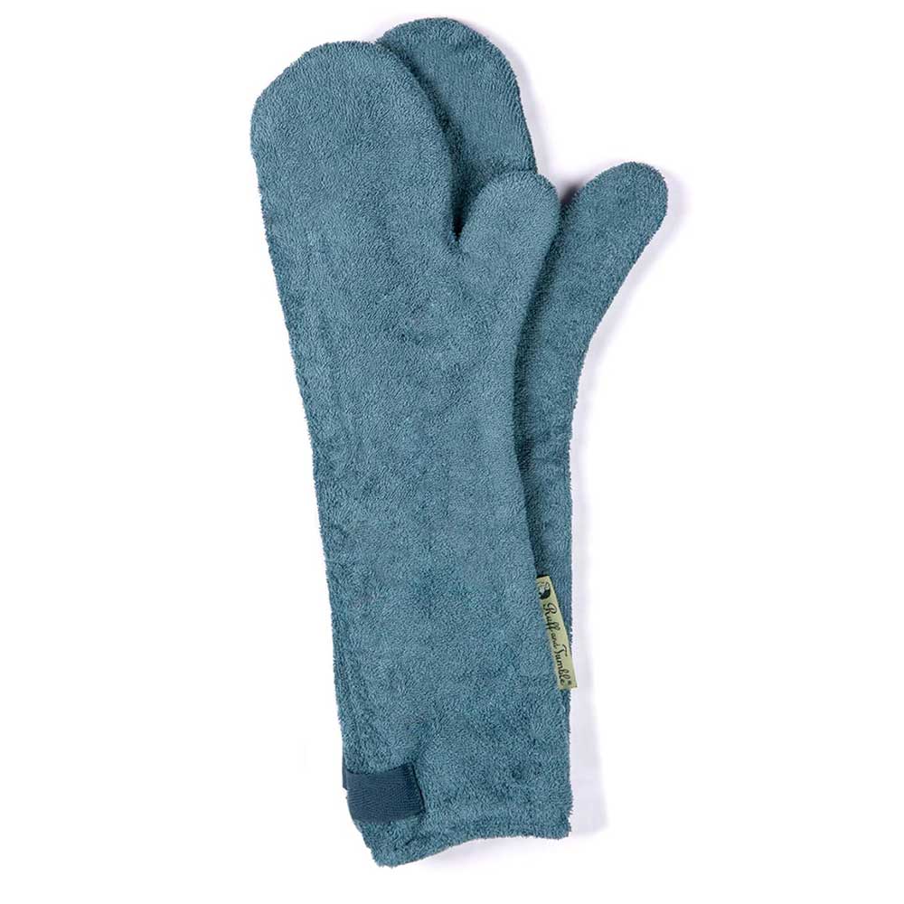 Sandringham blue dog drying mitts for drying muddy paws