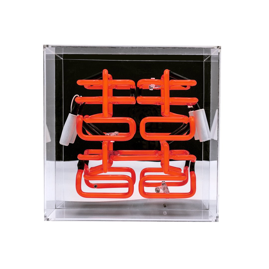 Double Happiness Glass Neon Sign product image shown in a home or gift setting