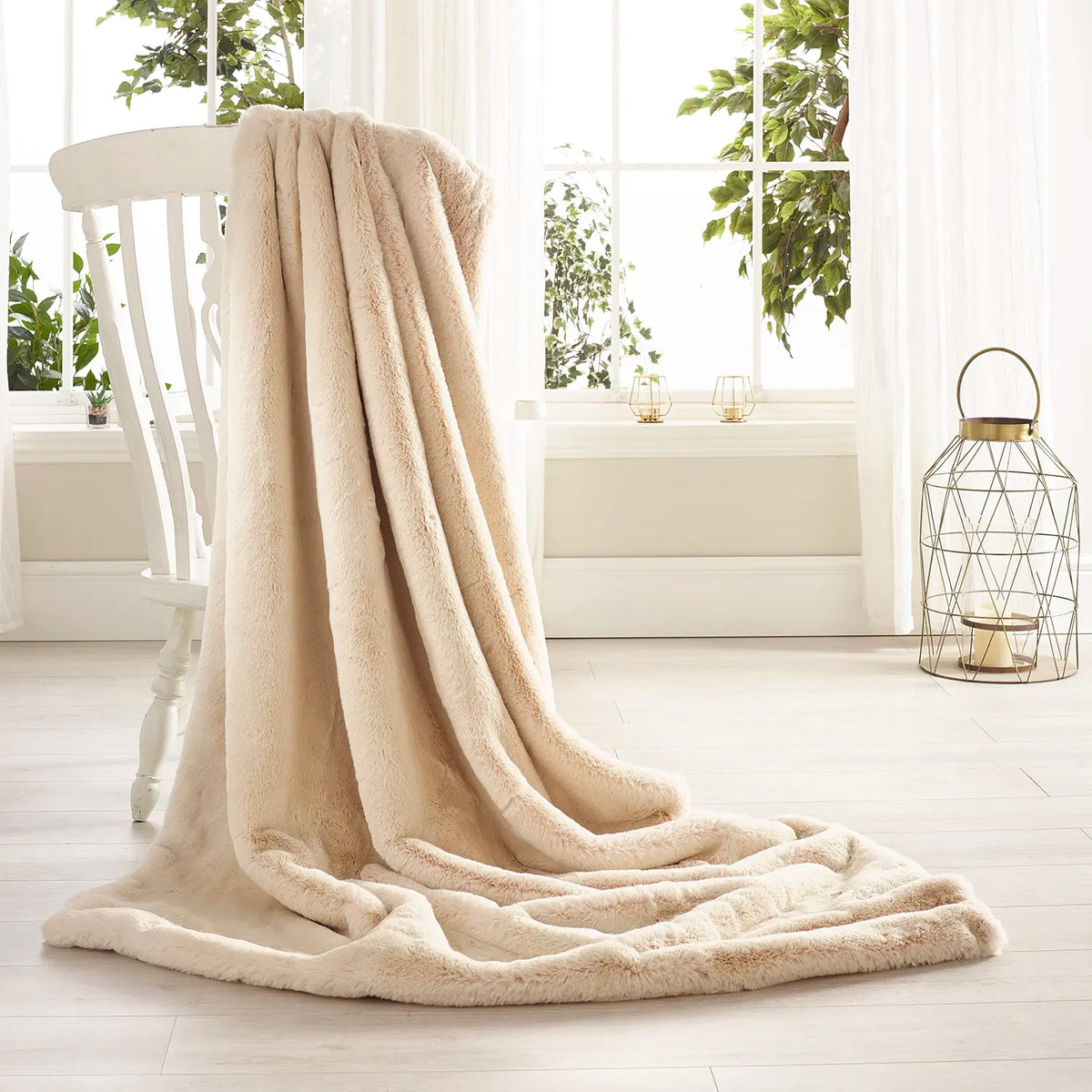 Frosted Vanilla faux fur throw by Katrina Hampton