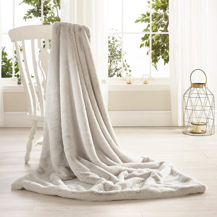 Luxe Silver faux fur throw by Katrina Hampton
