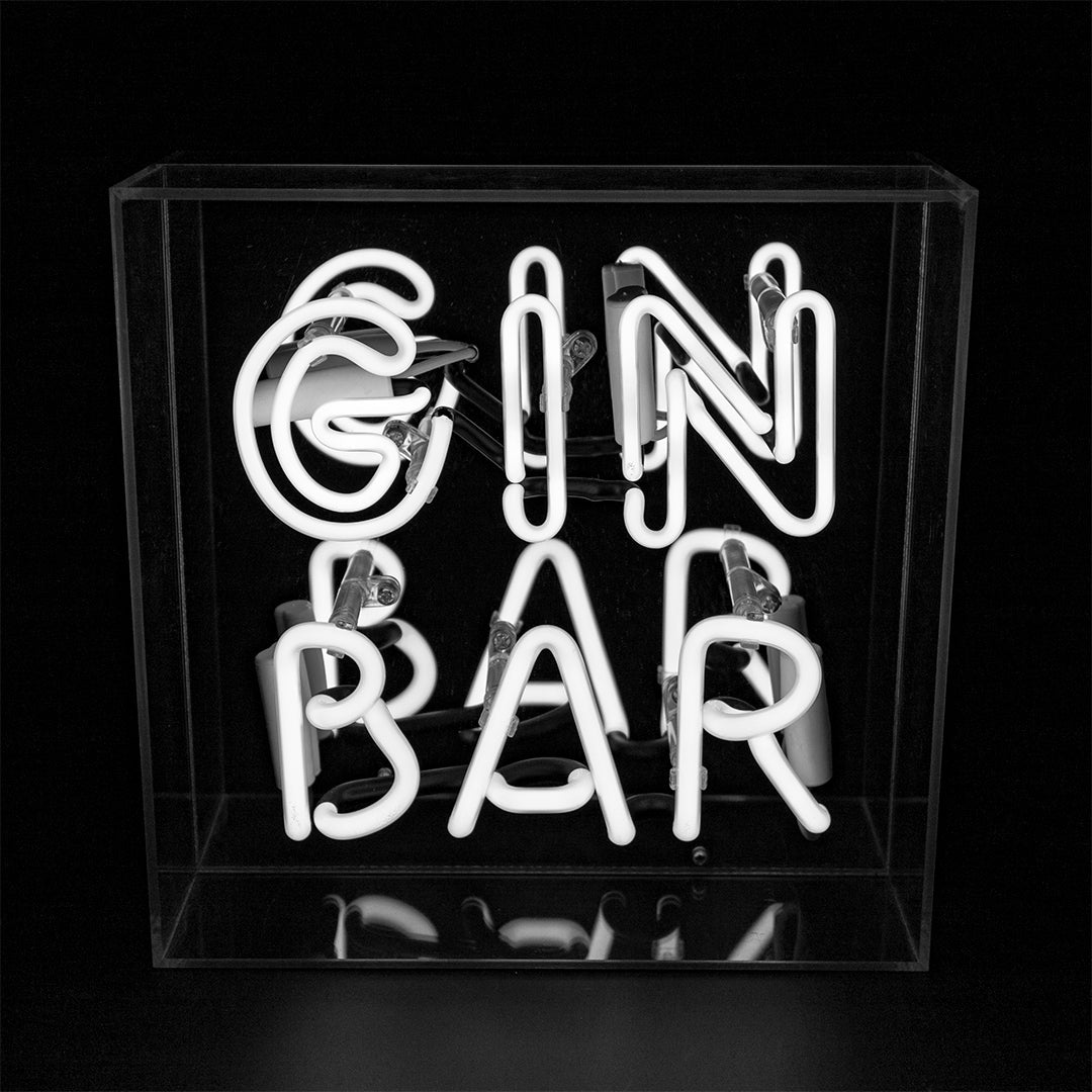 GIN Bar Glass Neon Sign product image shown in a home or gift setting