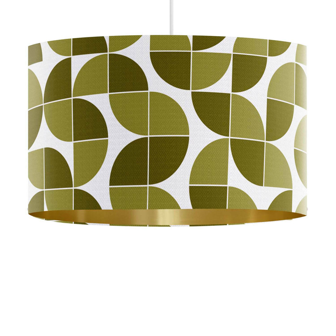 Blue Retro - Geometric Quarter Circles Green Lampshade