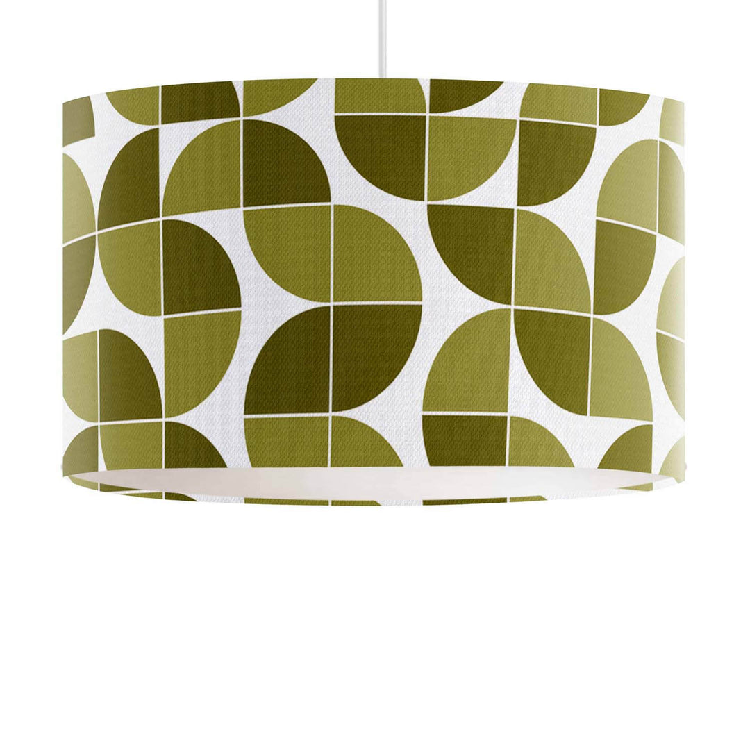 Blue Retro - Geometric Quarter Circles Green Lampshade