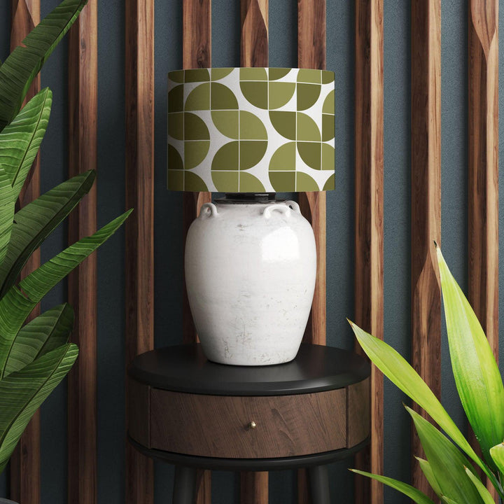 Blue Retro - Geometric Quarter Circles Green Lampshade