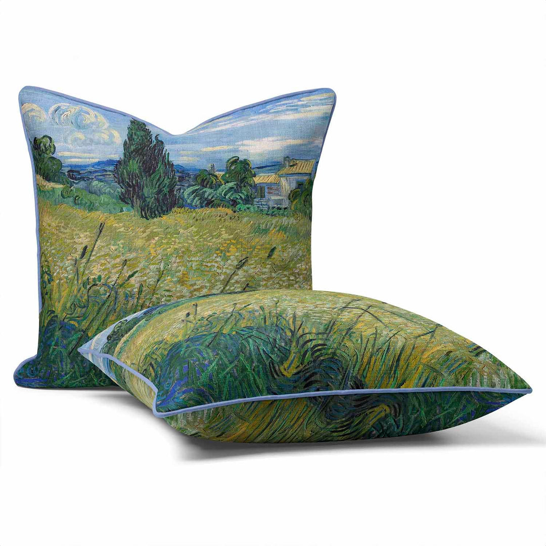 Green Wheat Field with Cypress (1889) by Vincent Van Gogh - Cushion