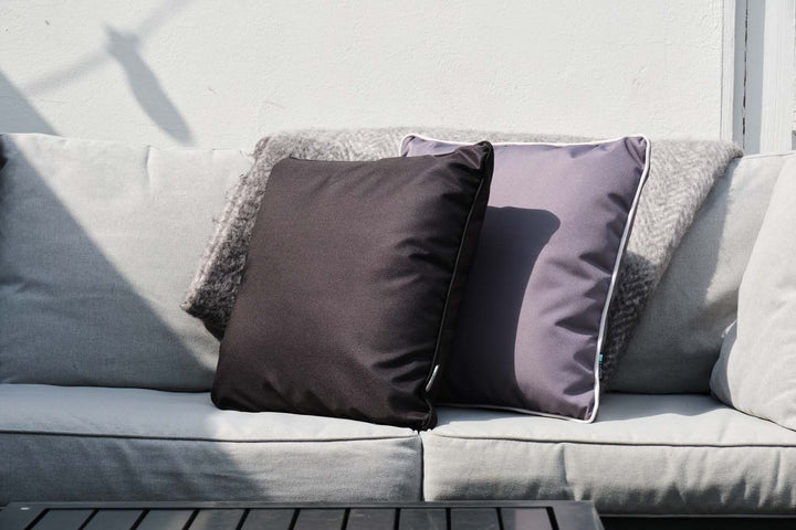 Grey Block Colour Piped - Outdoor Water-Resistant Cushion