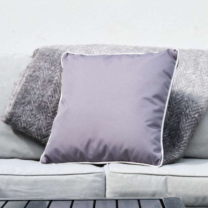 Grey Block Colour Piped - Outdoor Water-Resistant Cushion
