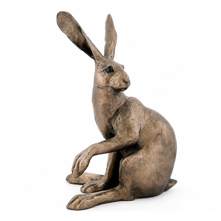 Hattie Hare cold-cast bronze sculpture by Paul Jenkins on a white background