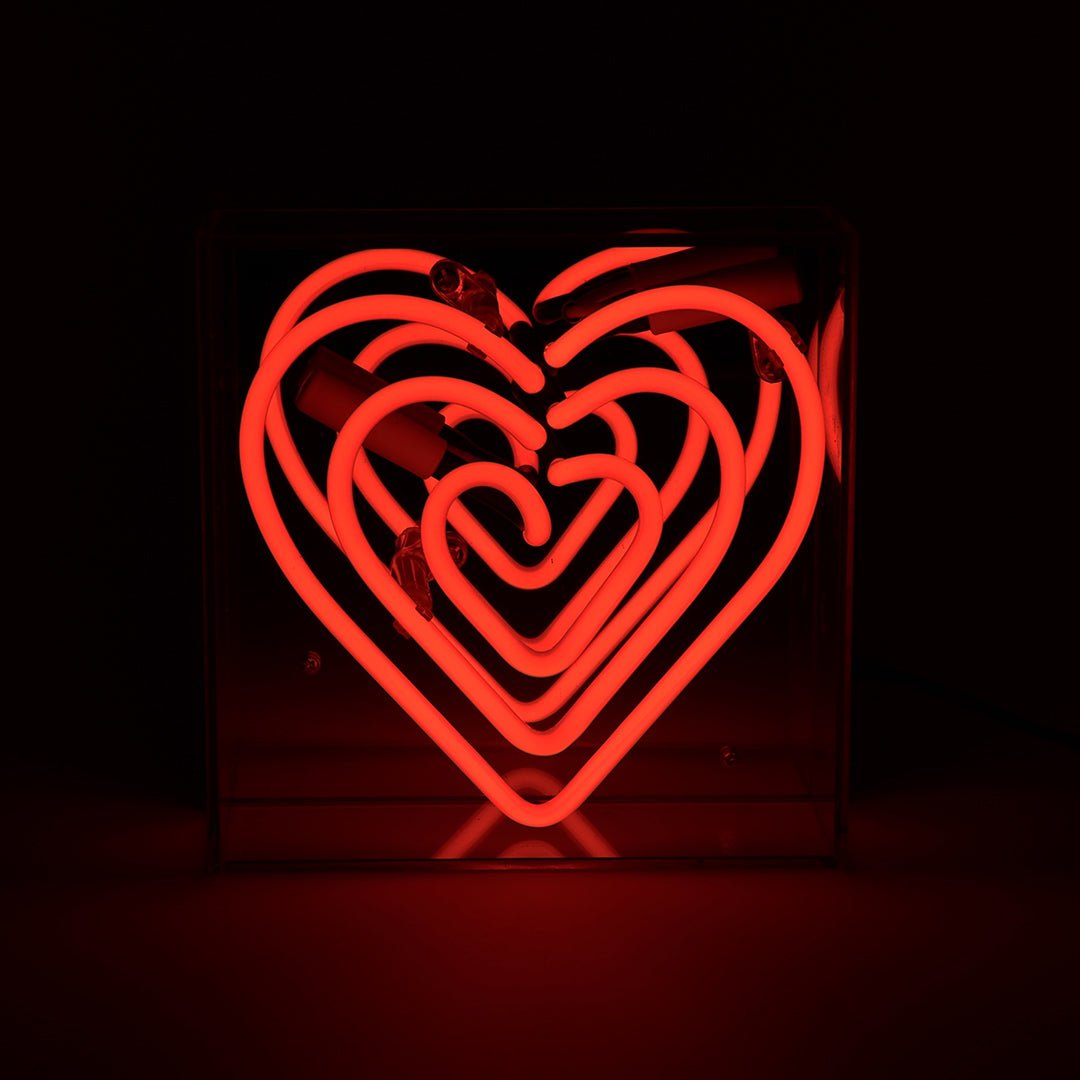 Heart Mini Glass Neon Sign product image shown in a home or gift setting