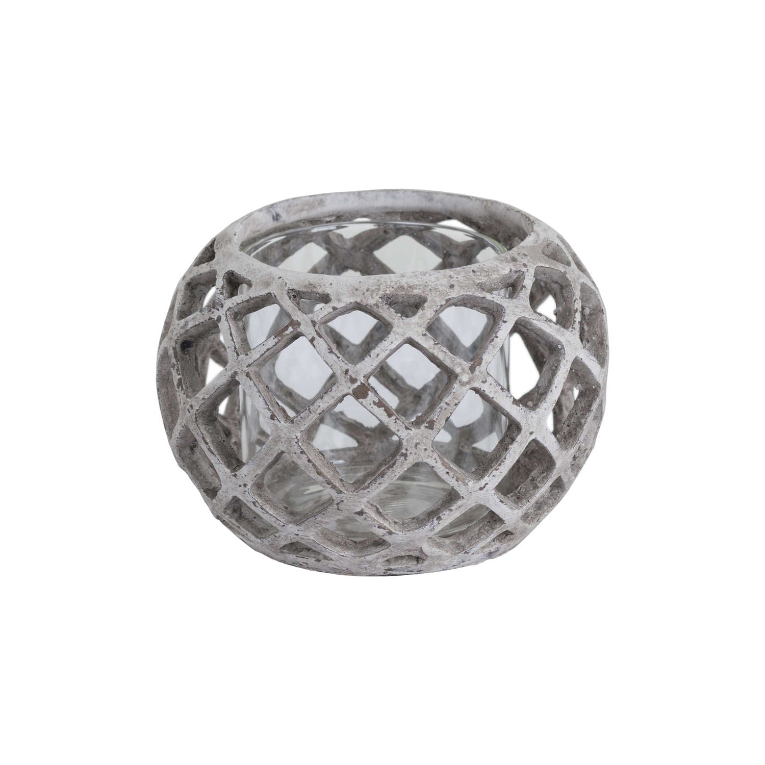 Hill Interiors Large Round Ceramic Lattice Hurricane Lantern  Premium Home Decor Accent  stylish decorative home accessory