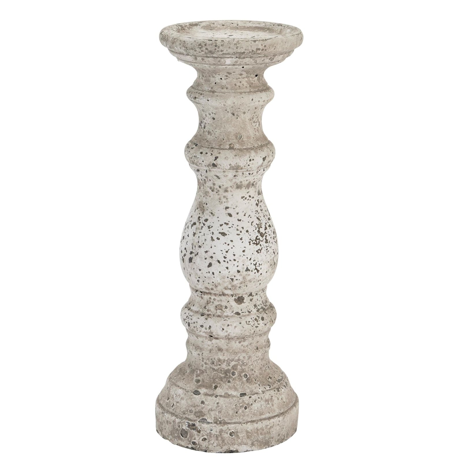 Hill Interiors Large Stone Ceramic Column Candle Holder  Premium Home Decor Accent  stylish decorative home accessory