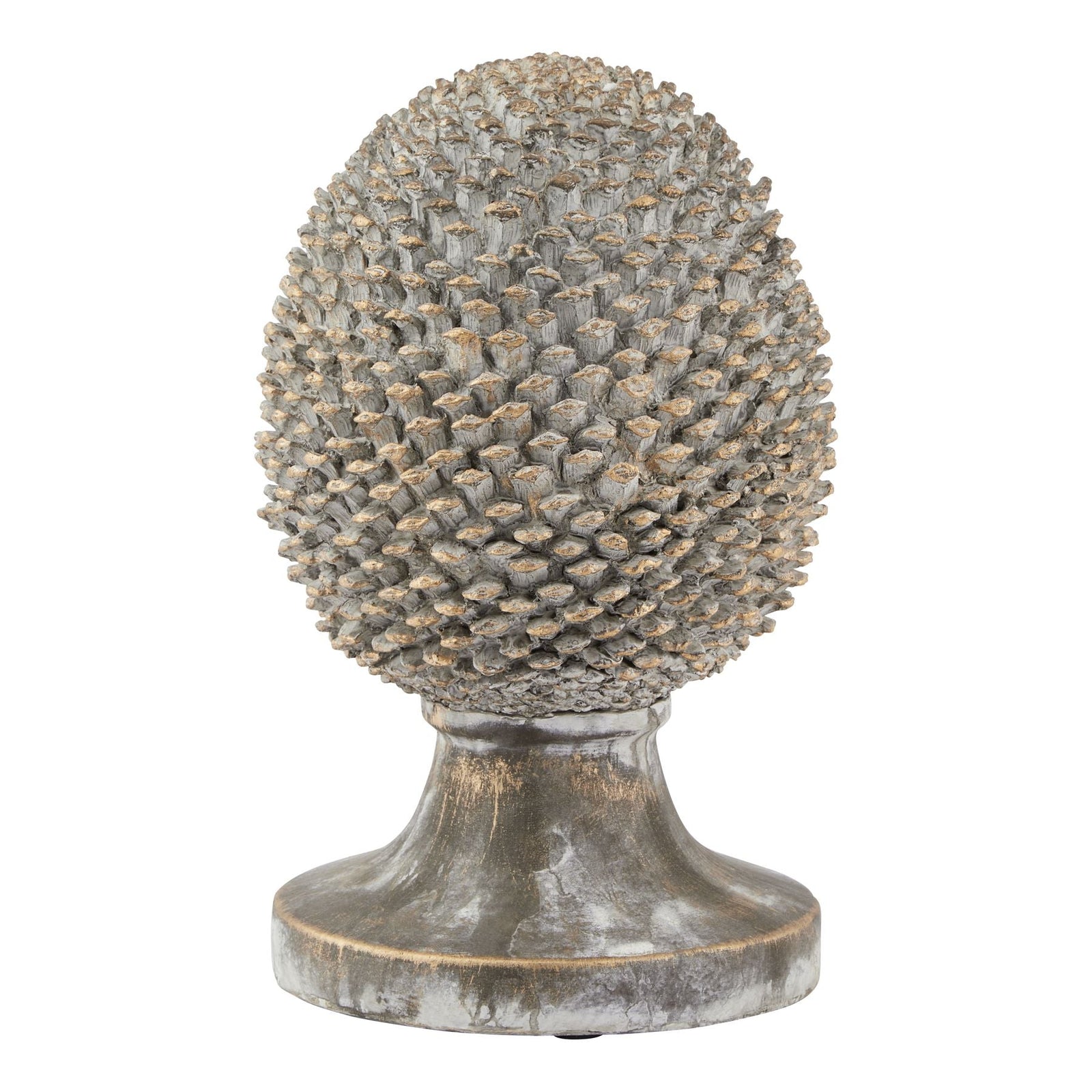 Hill Interiors Large Stone Effect Pinecone Ornament With Gold Accents  Premium Home Decor Accent  stylish decorative home accessory