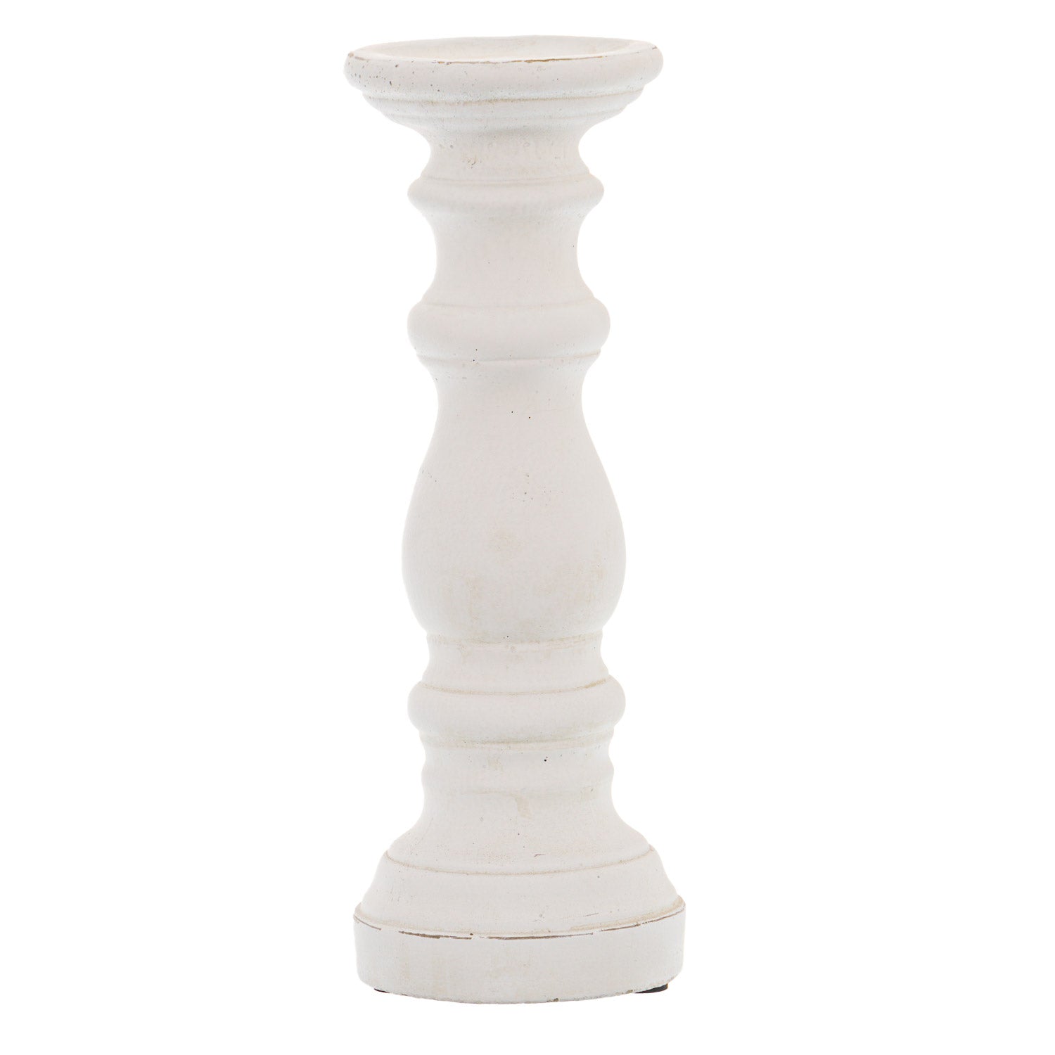 Hill Interiors Matt White Small Ceramic Column Candle Holder  Premium Home Decor Accent  stylish decorative home accessory
