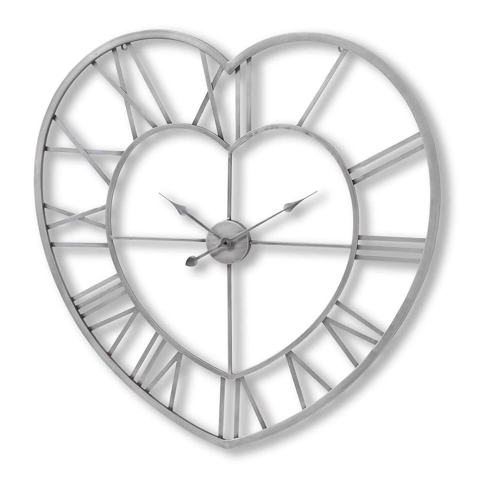 Hill Interiors Silver Heart Skeleton Wall Clock  Premium Home Decor Accent  stylish decorative home accessory