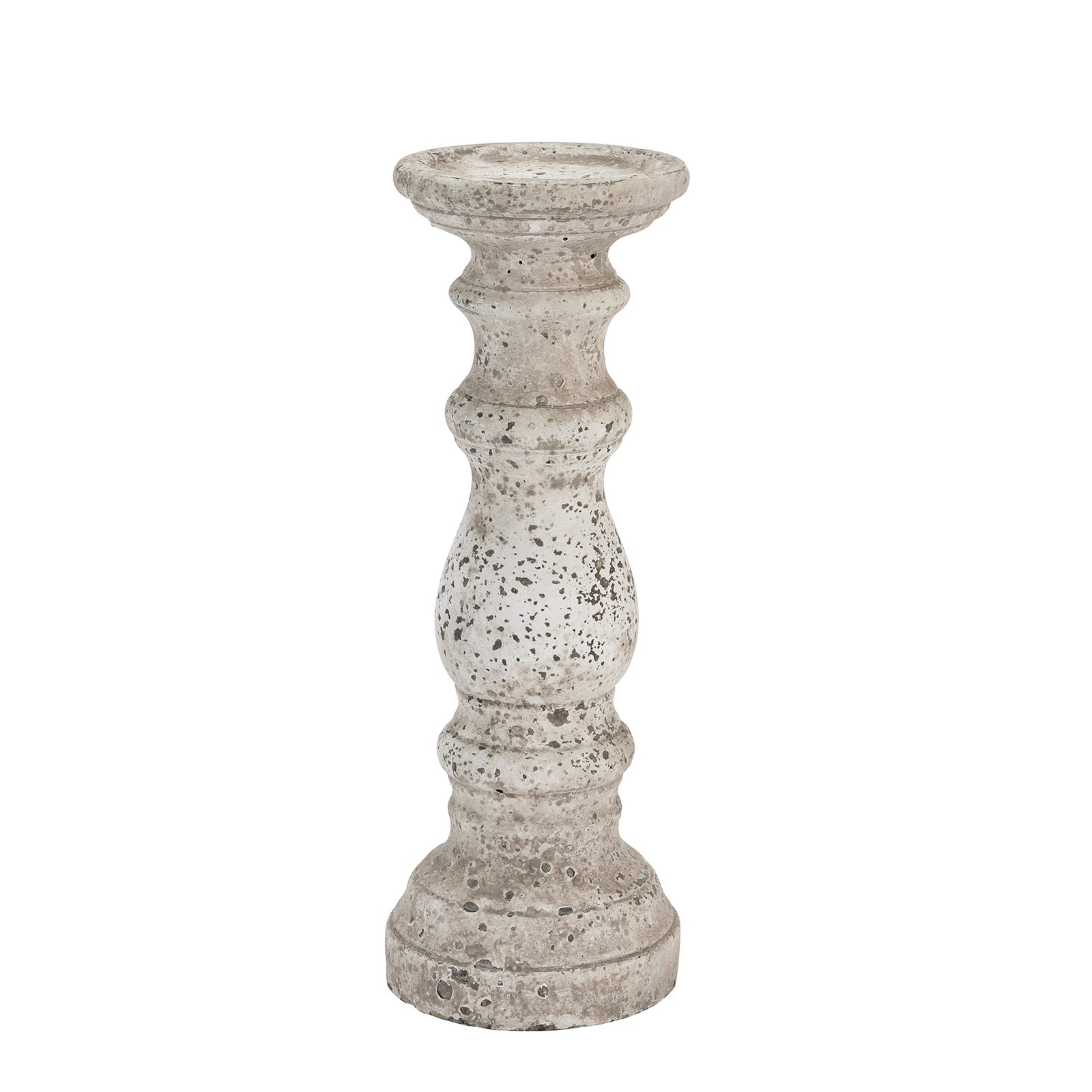 Hill Interiors Small Stone Ceramic Column Candle Holder  Premium Home Decor Accent  stylish decorative home accessory