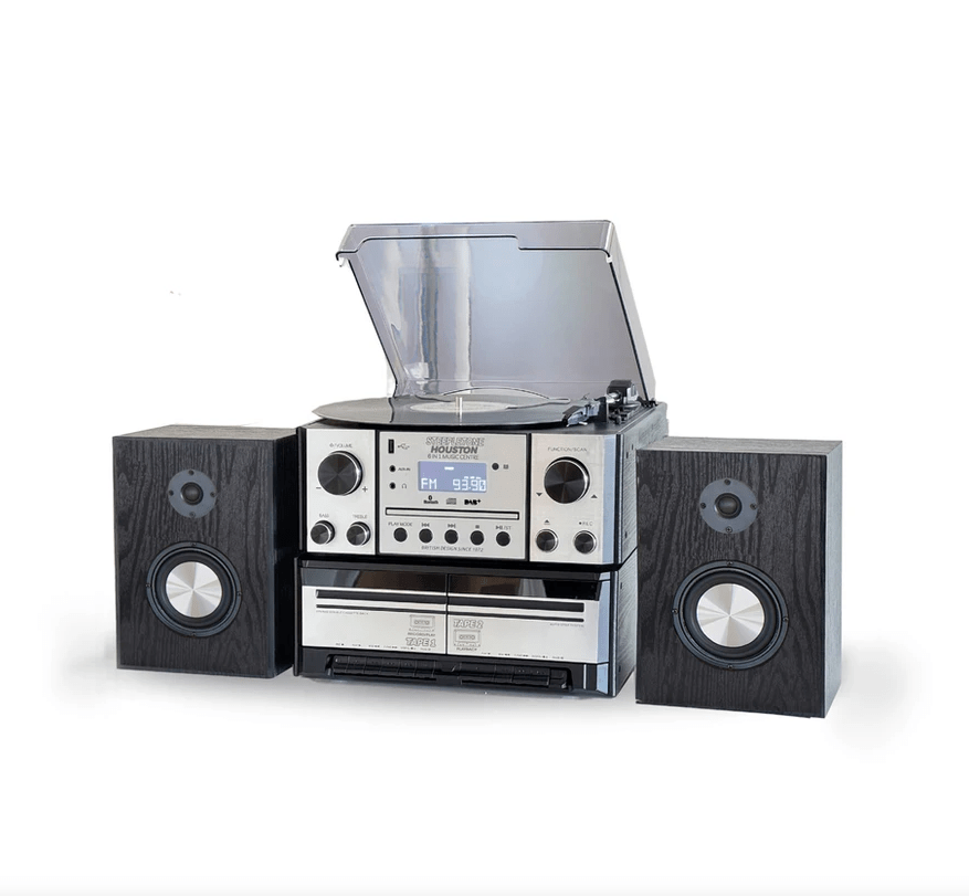 Houston 6-In-1 Music Centre System - DAB Radio, Vinyl Player, CD, Double Cassette by Steepletone