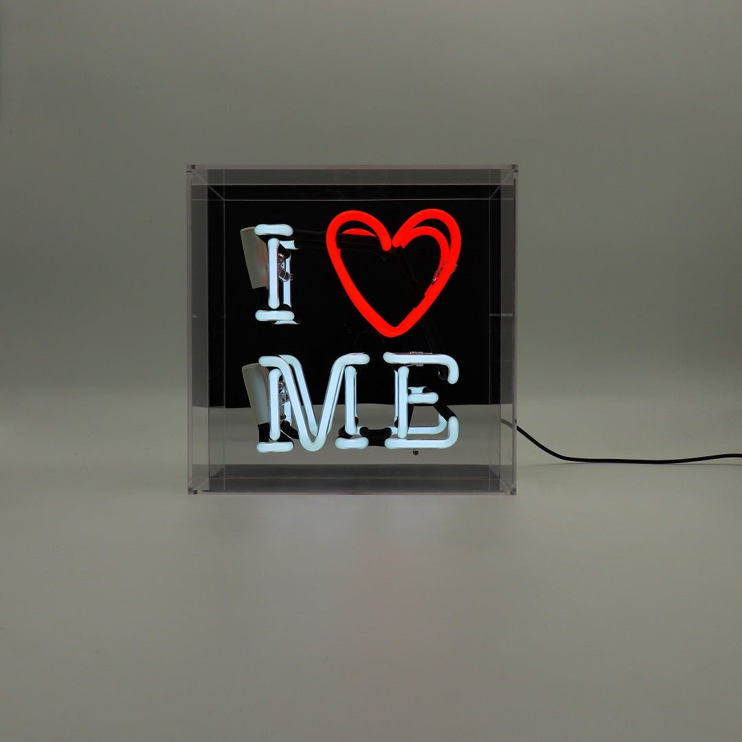 I Love Me Glass Neon Sign product image shown in a home or gift setting