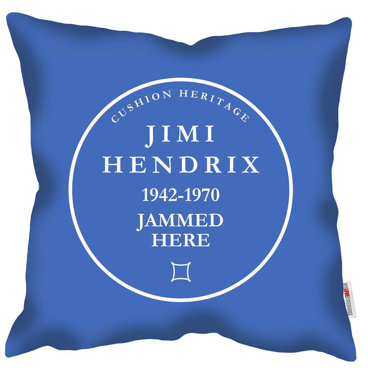Jimi Hendrix Blue Plaque - Cushion Heritage - Handmade Cushions UK - WeLoveCushions