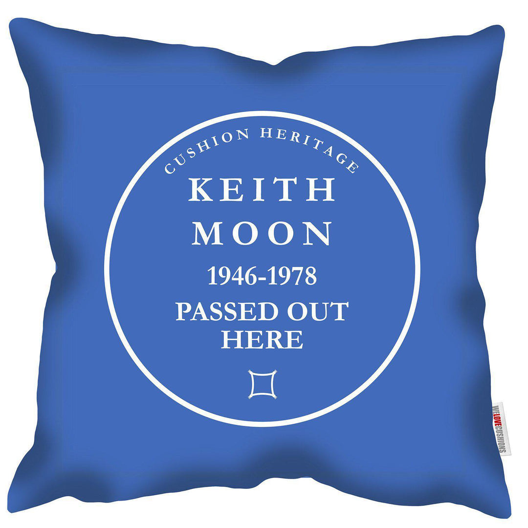 Keith Moon Blue Plaque - Cushion Heritage - Handmade Cushions UK - WeLoveCushions