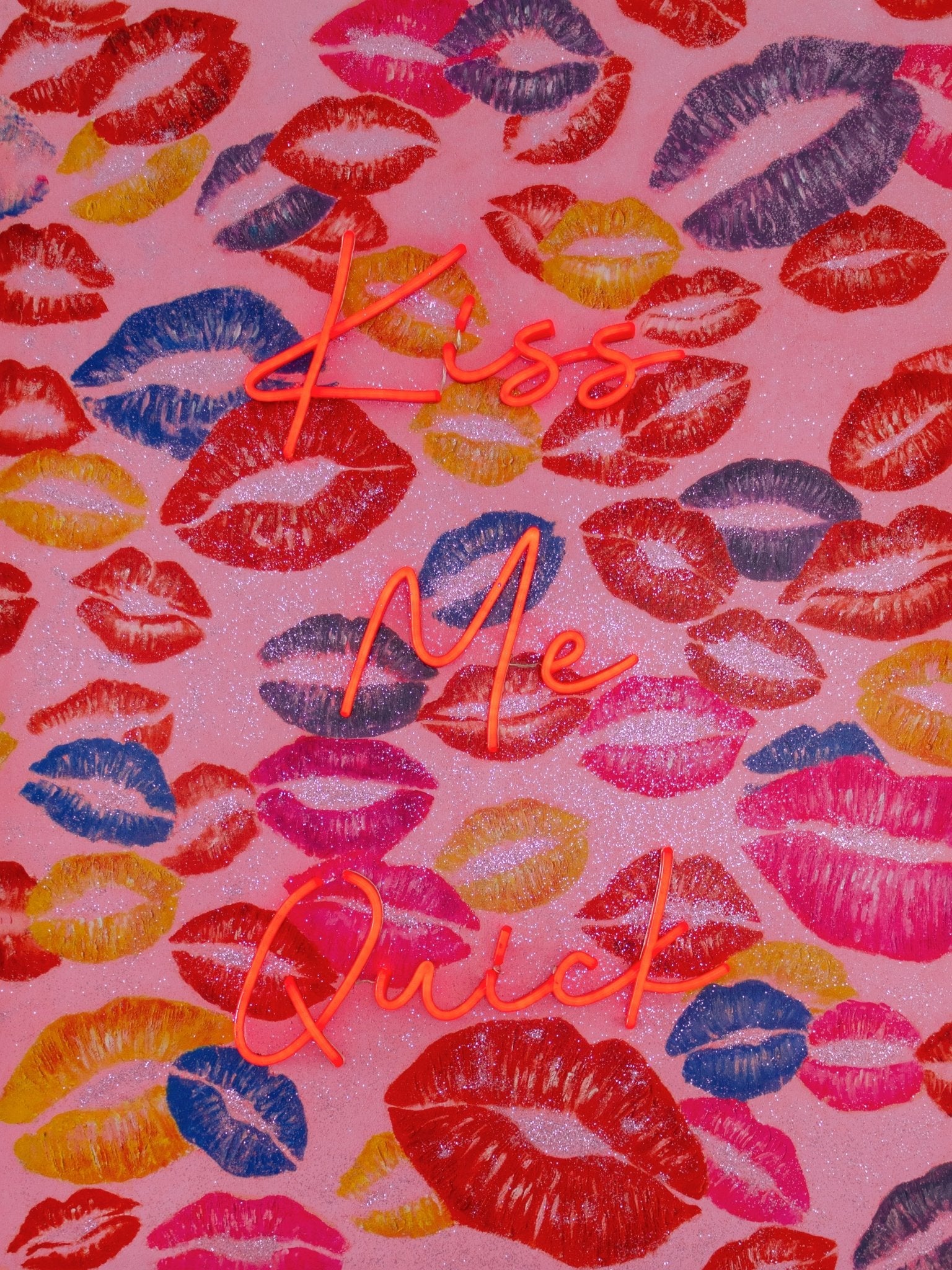 Kiss Me Quick Wall Artwork   LED Neon product image shown in a home or gift setting