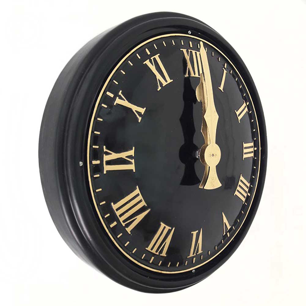 Outdoor Wall Clock Black Roman Numerals Mains Powered 30"